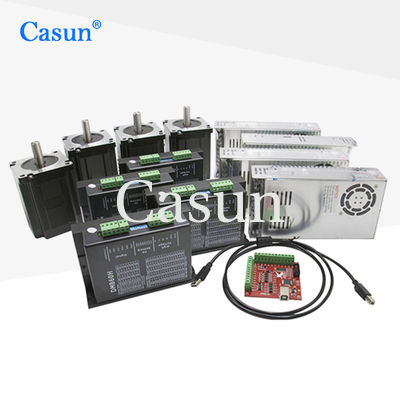 Nema 23 CNC Kitleri CNC Makinesi için 4 Eksen 12N.M Step Motor Sürücüsü Güç Kaynağı Mach3